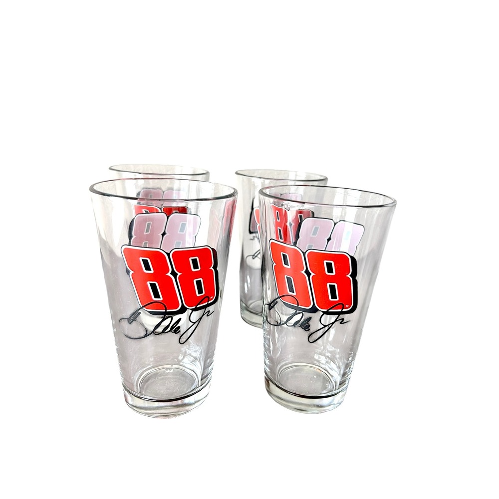 Vintage Nascar Dale Earnhardt Jr #88 Pint Drinking Glasses Set of 4 Collectible